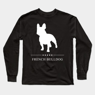 French Bulldog White Silhouette Long Sleeve T-Shirt